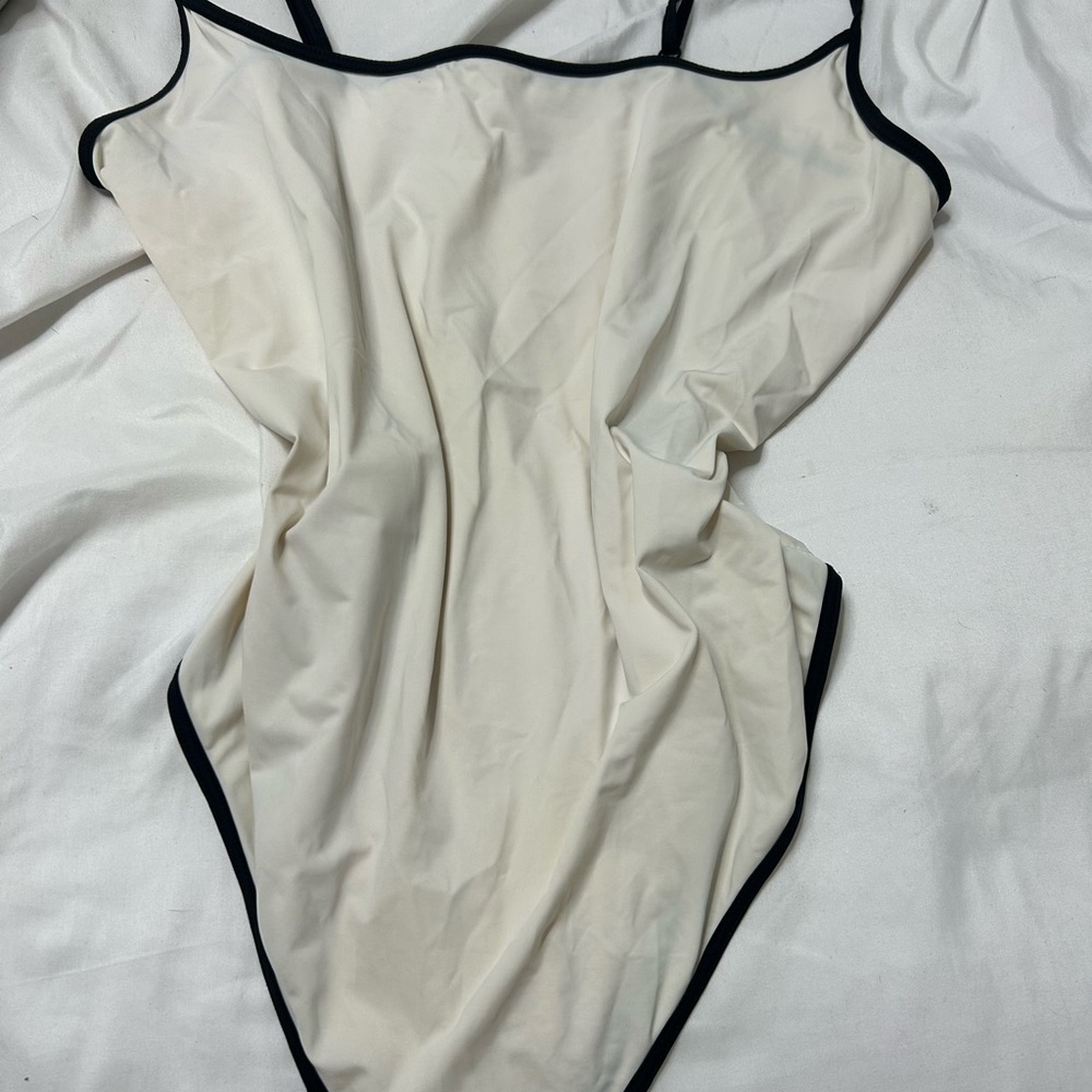 H&M Cream Bodysuit with Black Trim